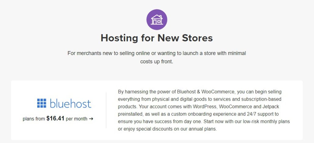 WooCommerce puts Bluehost at the top of their list of partnerships. (Source: WooCommerce)